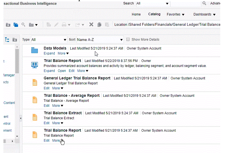 Image shows locating the Trial Balance Report.