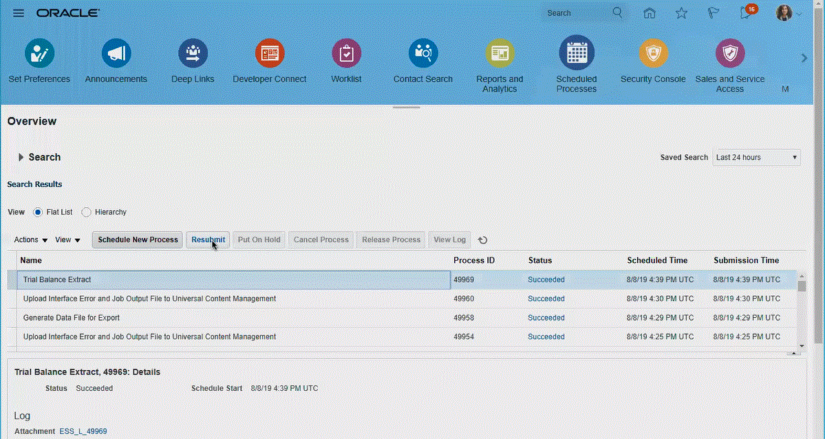 Image shows resubmitting the report from the Overview page.