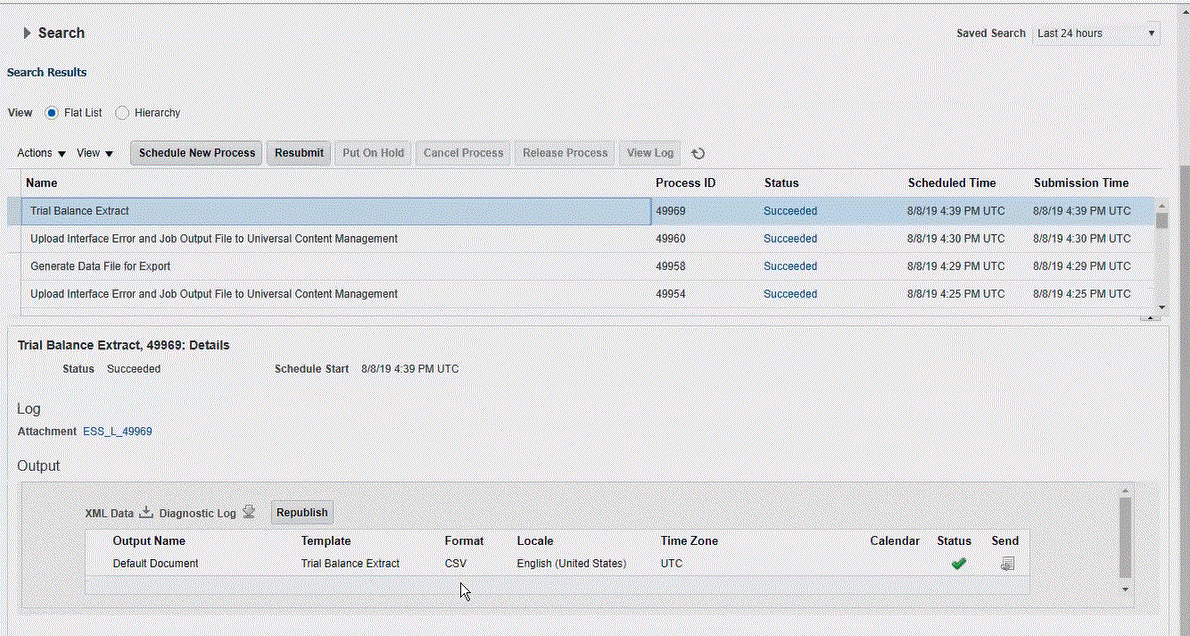 Image shows the output section for the report.