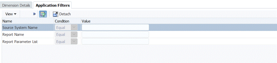 Image shows the Application Filters screen.