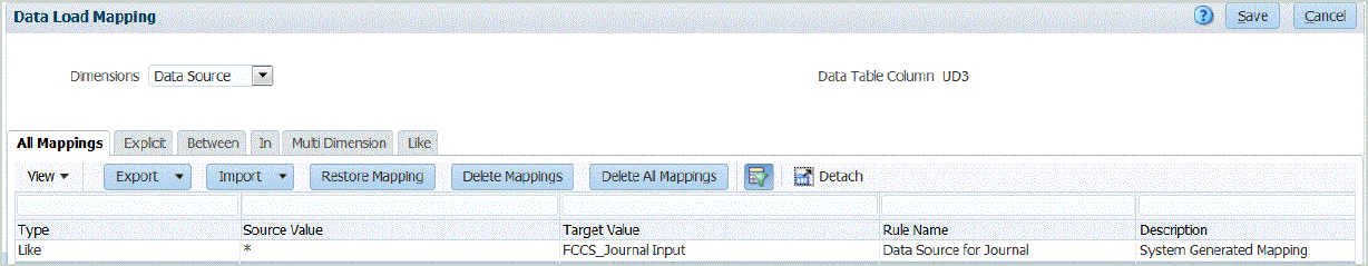 Image shows Data Load Mapping screen