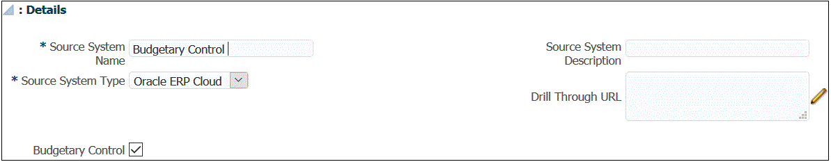 Image shows the Details section of the Source System page.