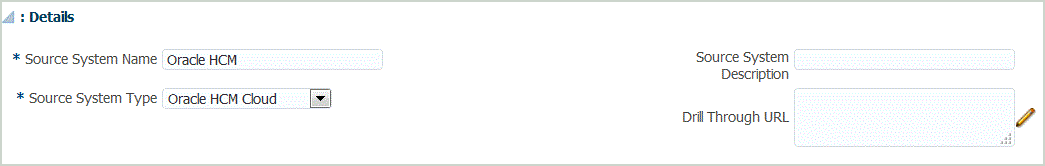 Image shows the details section of the Source System screen.