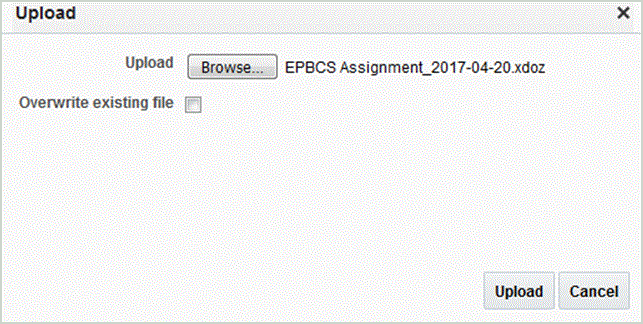 Image shows the Upload screen.
