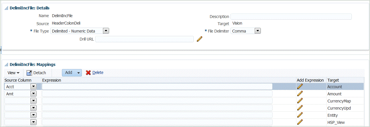 Image shows the Import Format screen
