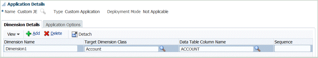 Image shows Dimension Details for a custom application.