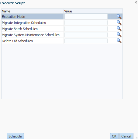 Image shows the Execute Script page.