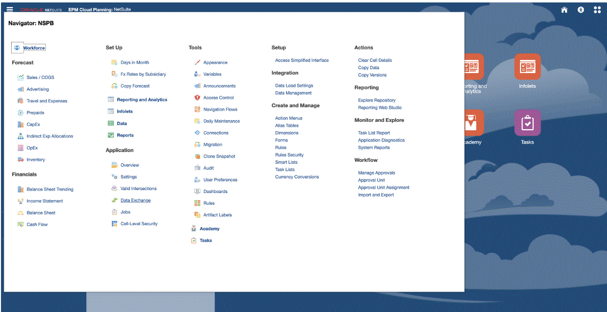 Image shows the Navigator page.