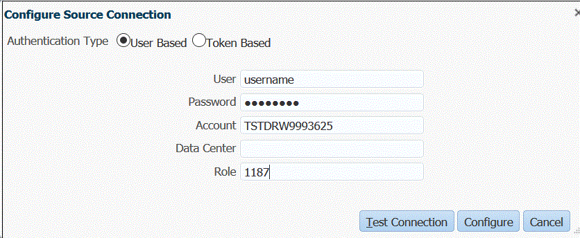 Image shows the Configure Source Connection screen