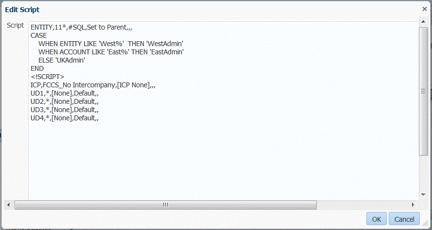 Image shows Edit Script screen