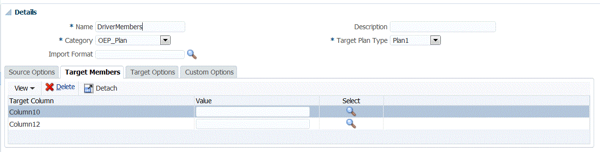 Target Members tab