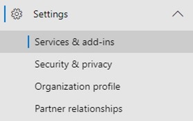 Setting menu displaying the Service & add-ins option.