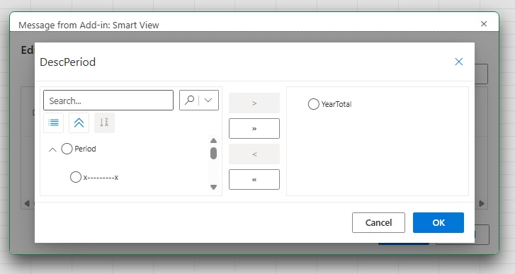 Member Select dialog with Predefined Choice List Displayed in Hierarchical Format