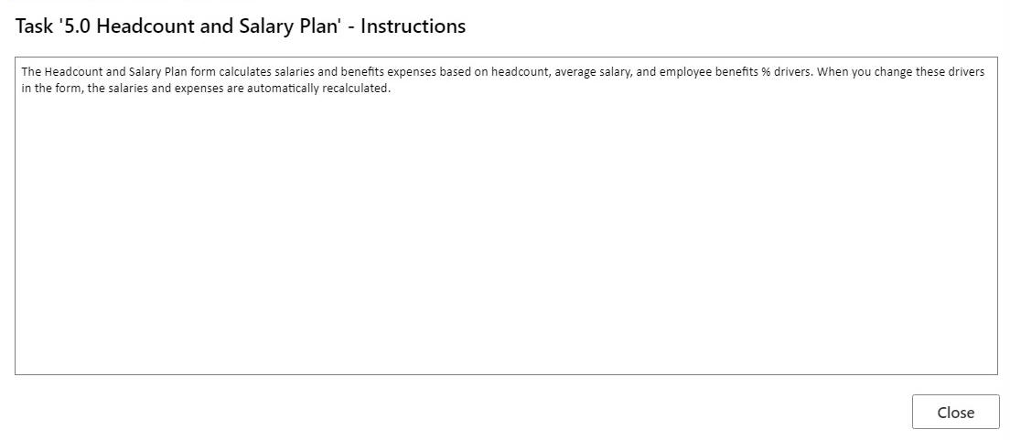 Instructions dialog box