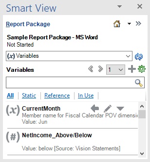 A variable selected in the list of variables in the Smart View Panel. A variable selected in the list of variables in the Smart View Panel.