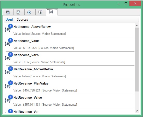 Example of a the Variables tab in a doclet. Contains a list of all variables used in the doclet. Example of a the Variables tab in a doclet. Contains a list of all variables used in the doclet.