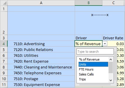 Drop-down selection list that results from clicking the down arrow next to a Smart List cell Drop-down selection list that results from clicking the down arrow next to a Smart List cell
