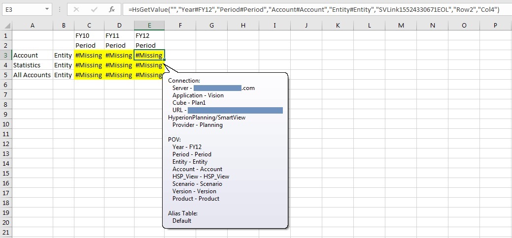 An ad hoc grid with pasted data points. Hover over a data cell and we see the connection and POV info for the cell. An ad hoc grid with pasted data points. Hover over a data cell and we see the connection and POV info for the cell.