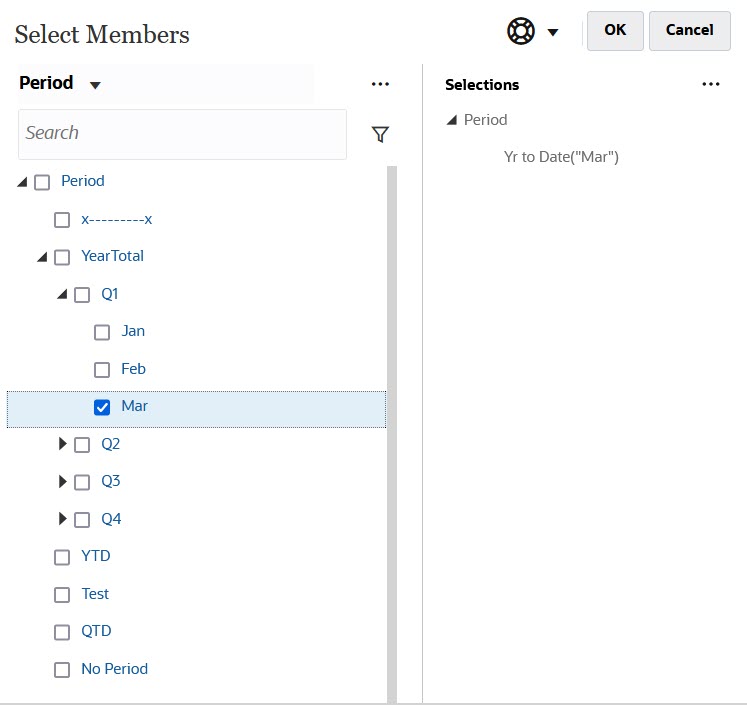 DTS Selections in Member Selector DTS Selections in Member Selector