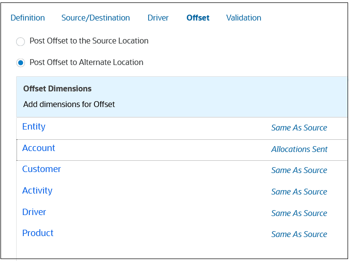 Offset screen with Post Offset to the Source Location selected Offset screen with Post Offset to the Source Location selected