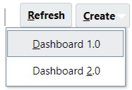 image of Create dashboard version options
