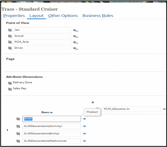 Sample data form designer for a trace allocation