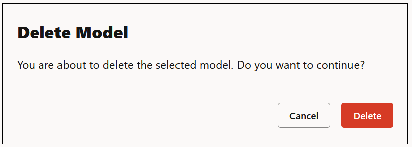 Delete Model dialog box