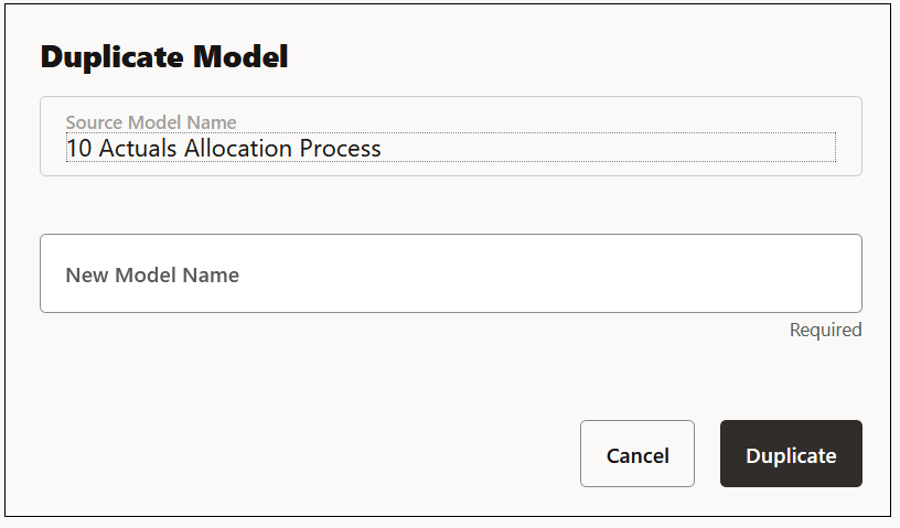 Duplicate Model dialog box