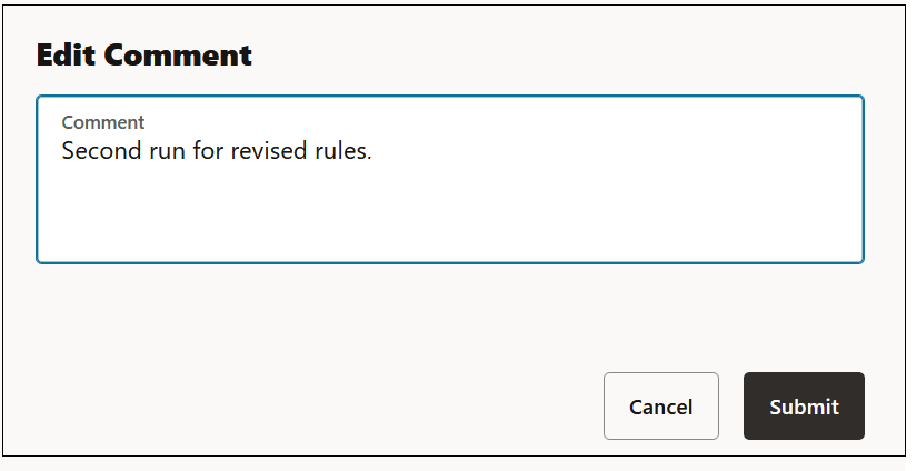 Edit Comment dialog box with a sample comment Edit Comment dialog box with a sample comment