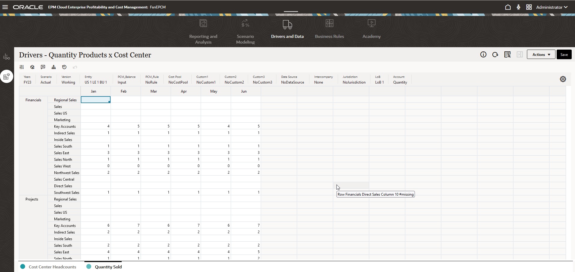 Enterprise Profitability and Cost Management Form 2.0 Example
