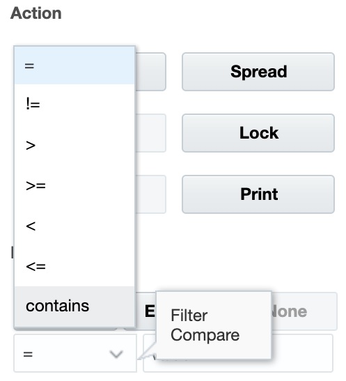 Form Filter Comparison Operators