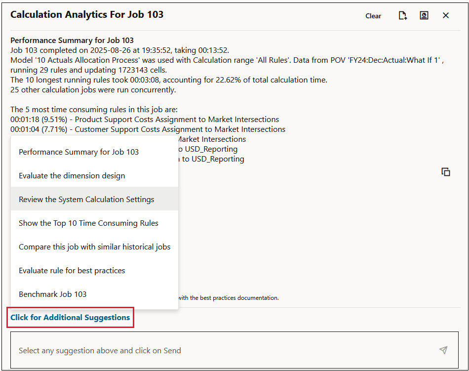 GenAI suggestions displayed in the drop-down for sample Job 103