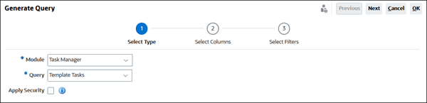 generate query dialog.