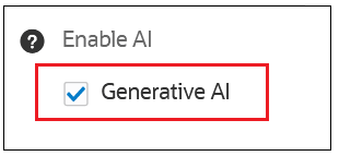 Generative AI checkbox selected
