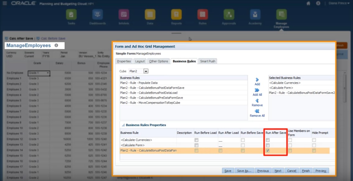 ManageEmployees Form Showing Run Calculation Script After Save