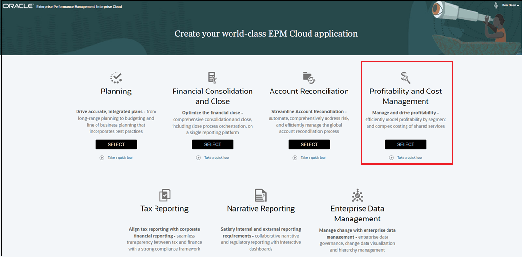 Landing page with Profitability and Cost Management selected Landing page with Profitability and Cost Management selected