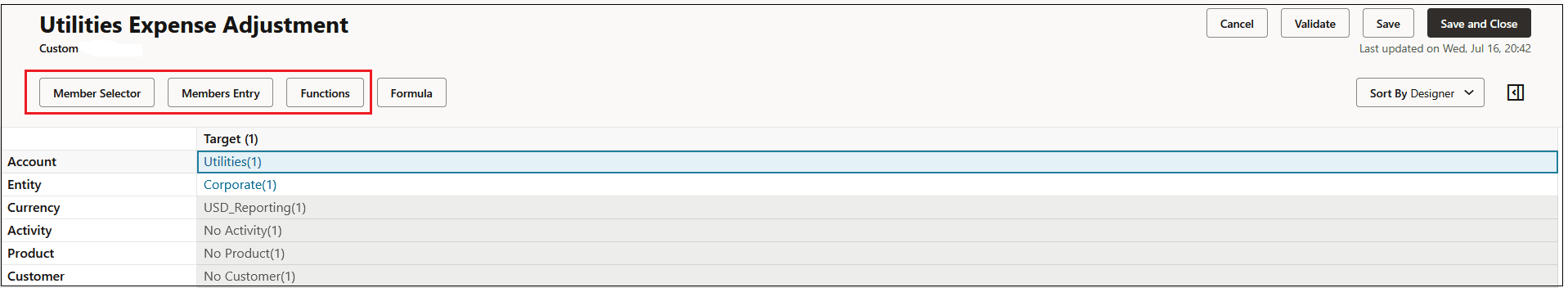 Sample Target information