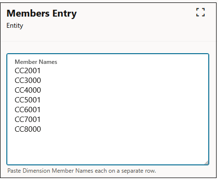 Member Entry dialog box displaying several members for the destination