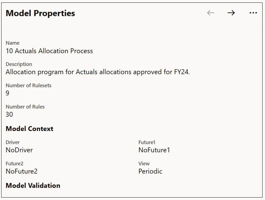Sample model properties