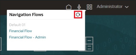 Navigation Flows menu with the Reload Navigation Flow icon highlighted