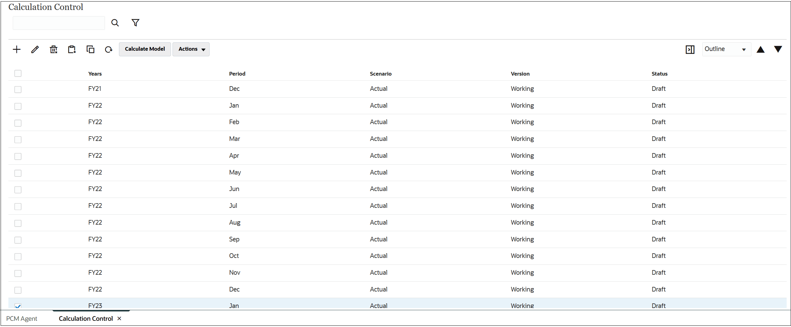Calculation Control screen showing the results of the calculation request