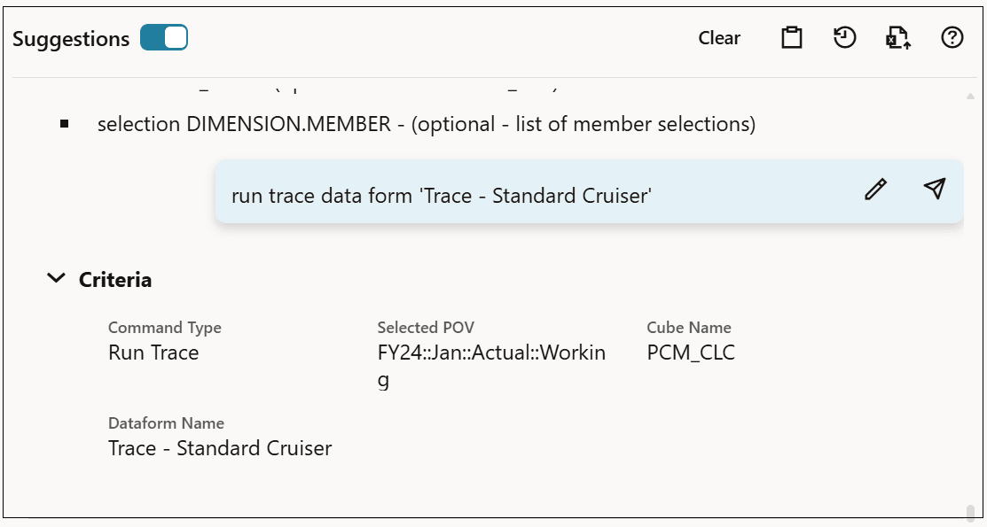 PCM Agent showing a trace for a Standard Cruiser