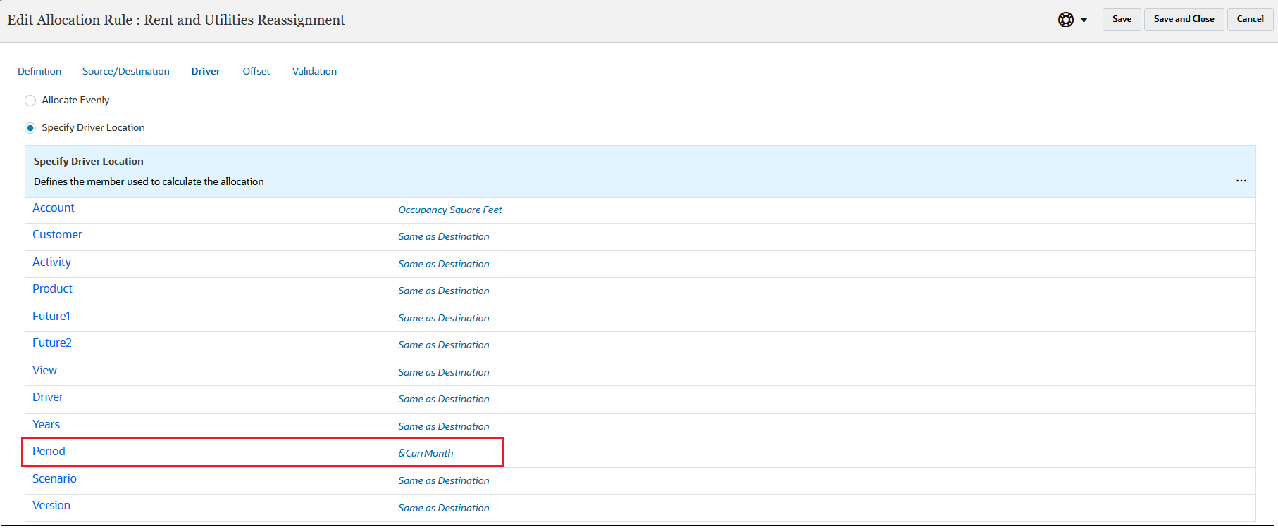 $CurrMonth displayed as the substitution variable to be used in the Period dimension $CurrMonth displayed as the substitution variable to be used in the Period dimension