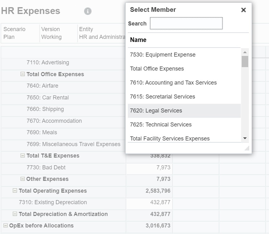 Example member selector showing a list of members you can add