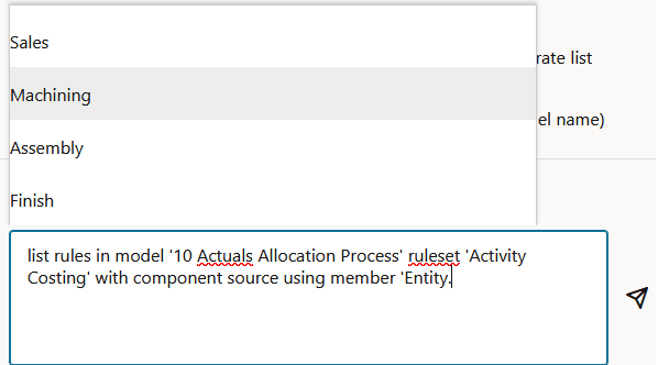 User request showing Machining selected in the pop-up list User request showing Machining selected in the pop-up list