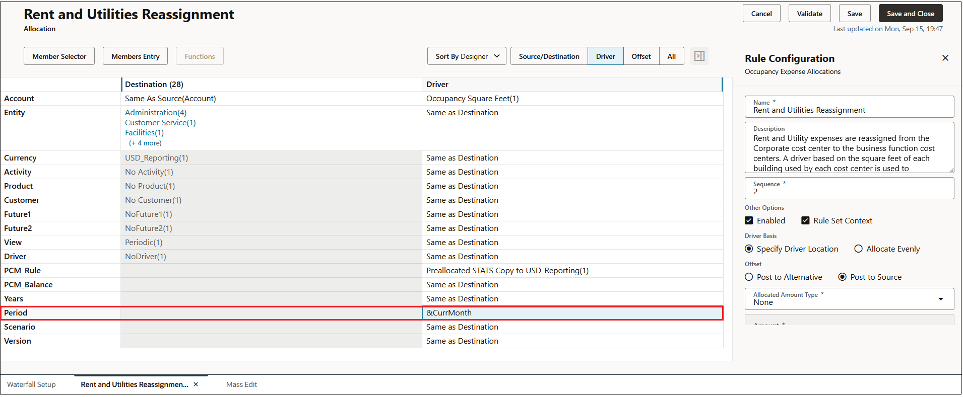 $CurrMonth displayed as the substitution variable to be used in the Period dimension $CurrMonth displayed as the substitution variable to be used in the Period dimension