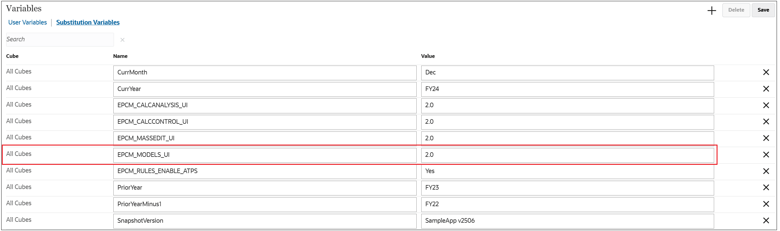 Substitution Variable for Models 2.0