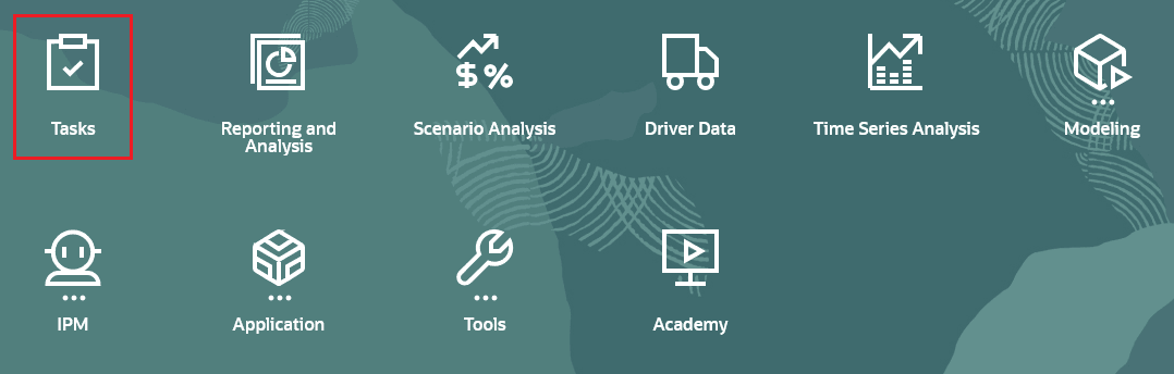 Home page with Tasks selected