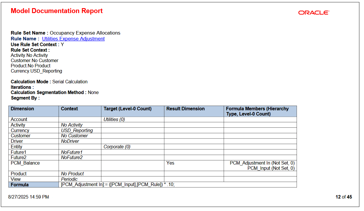 Details about the Utilities Expense Adjustment Calculation Rule