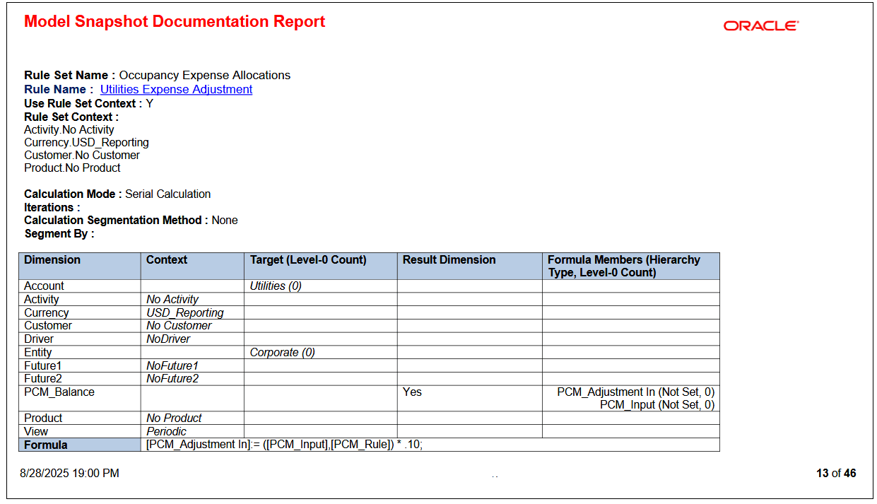 Details about the Utilities Expense Adjustment Calculation Rule
